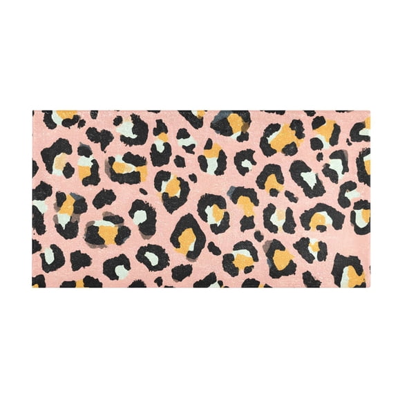 Leopard Print Pattern Bath Mat 39x20 Inch Soft Absorbent Non-Slip Plush Bathroom Rug for Floor