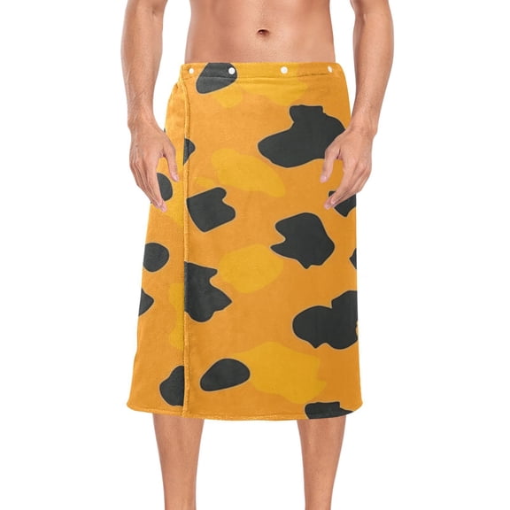 Leopard Print Pattern Bath Towel Wrap for Man Adjustable Shower Wrap Button Closure Body Towel for Sauna Gym