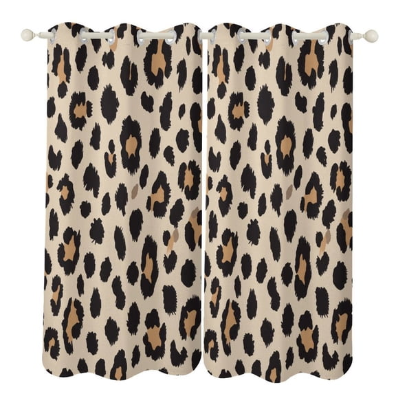 Leopard Print Pattern Blackout Curtains Window Drapes Room Darkening Thermal Insulated Grommets Curtains for Living, Dining, Bedroom,2 Panels