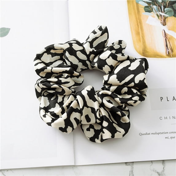 Leopard Print Pattern Cloth Elastic Hair Accessories for Girls or Women Scrunchie/Scrunchy Hair Ties Black 120mm
