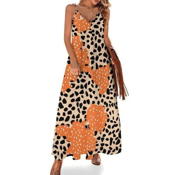 Leopard Print Pattern Design Sleeveless Dress Woman Fashion Long Dresses Women's Summer Suit Dress 2025