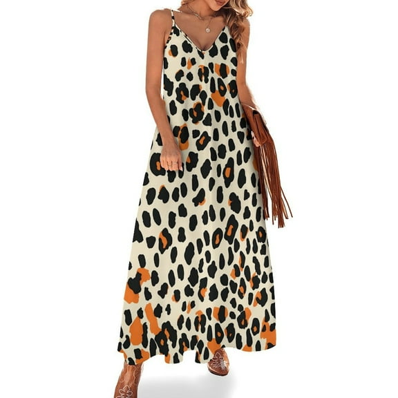 Leopard Print Pattern Design Sleeveless Dress Woman Fashion Long Dresses Women's Summer Suit Dress 2025