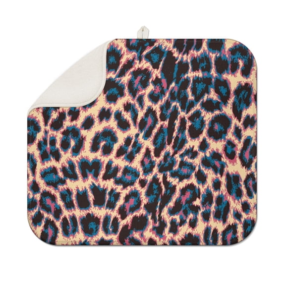 Leopard Print Pattern Dish Drying Mat for Kitchen 1 Pack, Ultra Absorbent Microfiber Dishes Drainer Mats,16"x18"