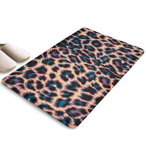 Leopard Print Pattern Flannel Non Slip Door Rugs,Washable Door Mats Indoor,Decorative Door Mats,Dirt-Resistant and Absorbent Doormat for Entrance,Bedroom,Kitchen,Bathroom,23.5x16in(60x40cm)