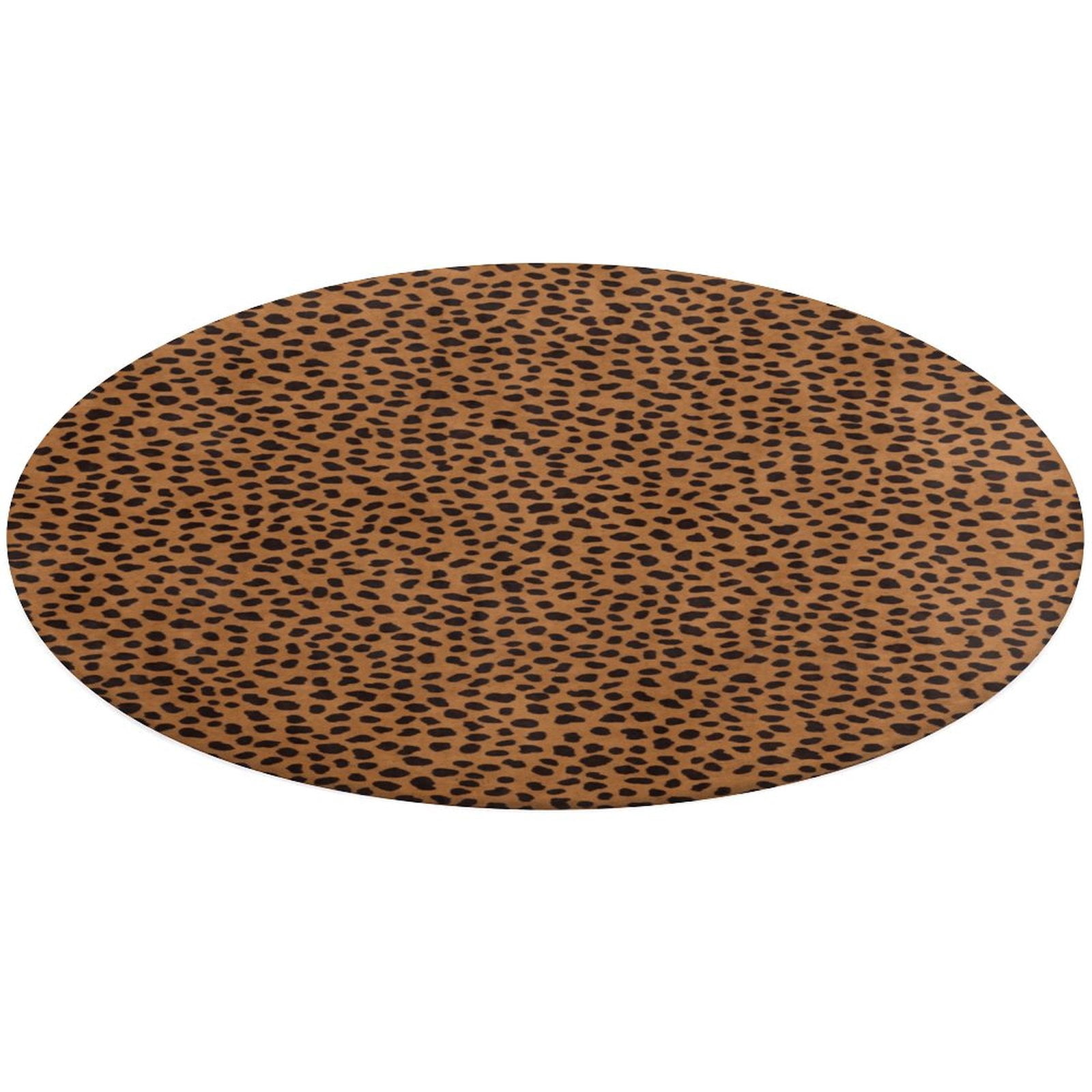 Leopard Print Pattern Floral Medallion Round Rug - Small Round Area Rug, Soft Non-Slip Machine Washable Bedroom Mat Indoor Accent Entry Carpet for Office Desk Dorm Hallway