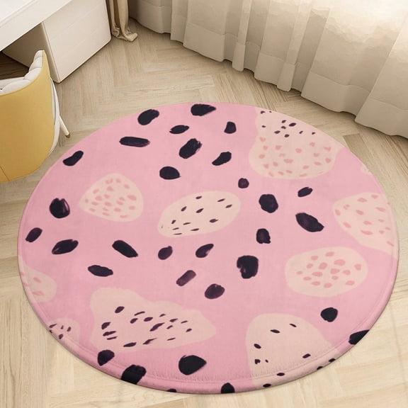 Leopard Print Pattern Floral Medallion Round Rug - Small Round Area Rug, Soft Non-Slip Machine Washable Bedroom Mat Indoor Accent Entry Carpet for Office Desk Dorm Hallway