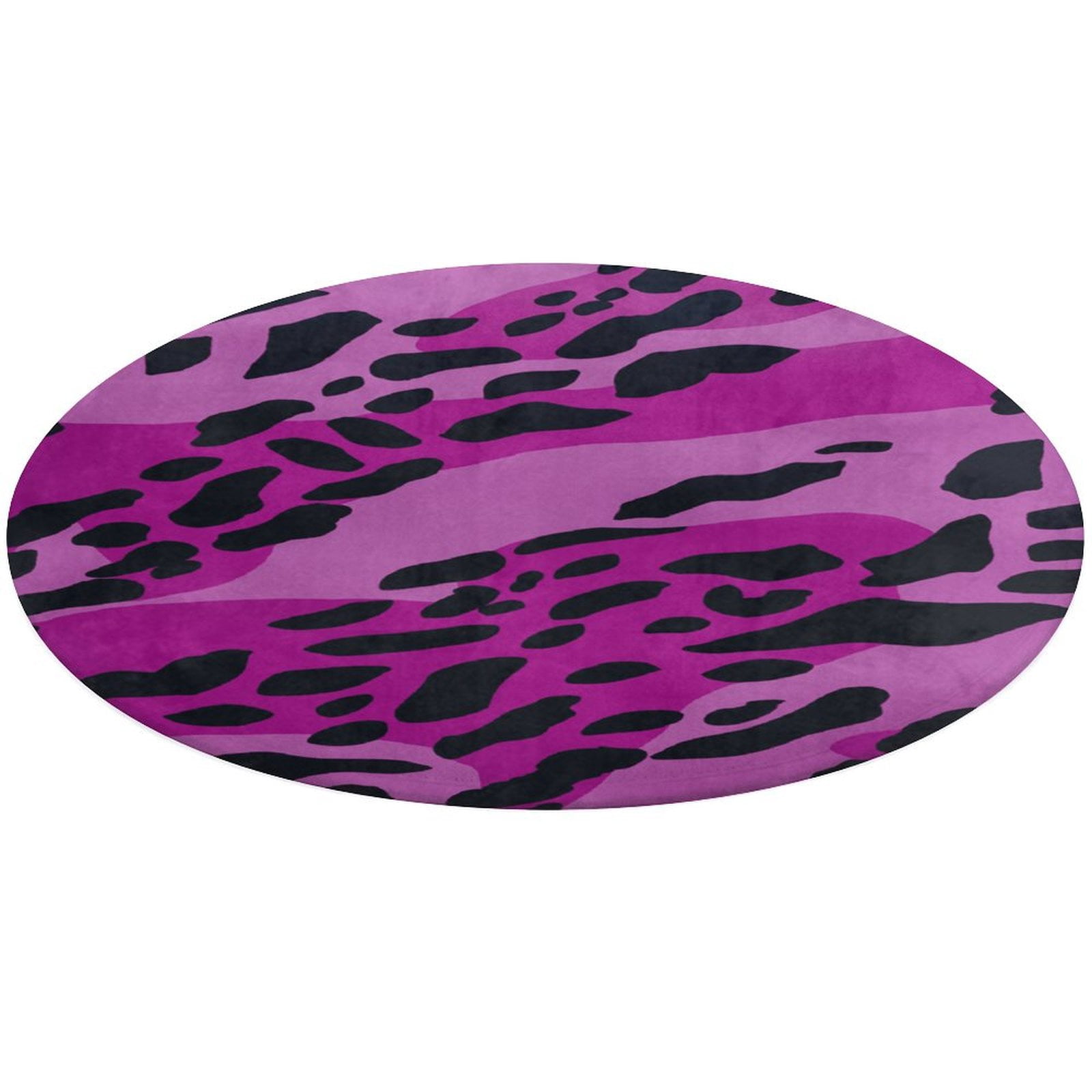 Leopard Print Pattern Floral Medallion Round Rug - Small Round Area Rug, Soft Non-Slip Machine Washable Bedroom Mat Indoor Accent Entry Carpet for Office Desk Dorm Hallway