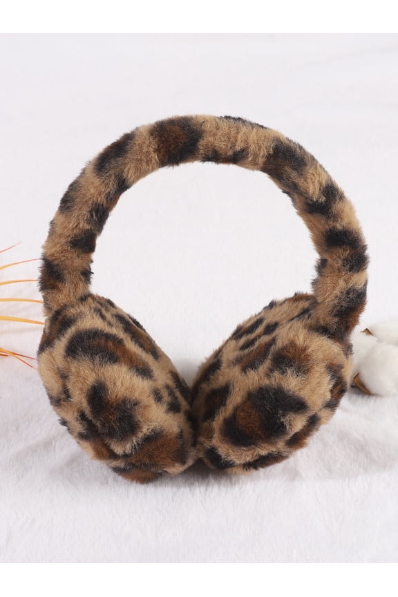 Leopard Print Pattern Fuzzy Earmuffs Leopard Print Ears