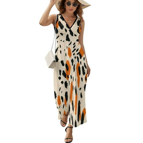 Leopard Print Pattern King Size Sleeveless Dress Dresses Summer Women Dresses Clothing Woman Dresses Dress