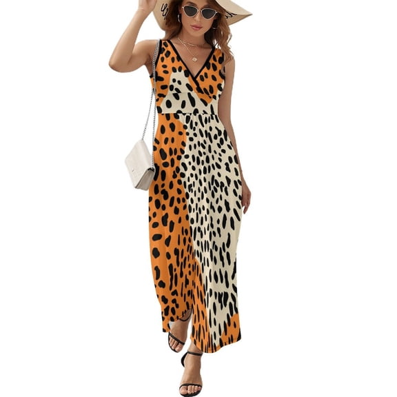Leopard Print Pattern King Size Sleeveless Dress Dresses Summer Women Dresses Clothing Woman Dresses Dress