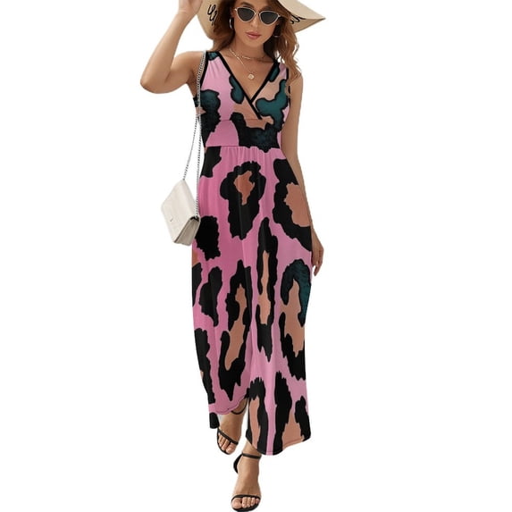 Leopard Print Pattern King Size Sleeveless Dress Dresses Summer Women Dresses Clothing Woman Dresses Dress