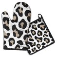 thumbnail image 1 of Leopard Print Pattern Kitchen Oven Mitt and Pot Holder Sets 2 Pcs for Baking, Cooking and Grilling, Heat Resistant Up To 392 °F, 1 of 6