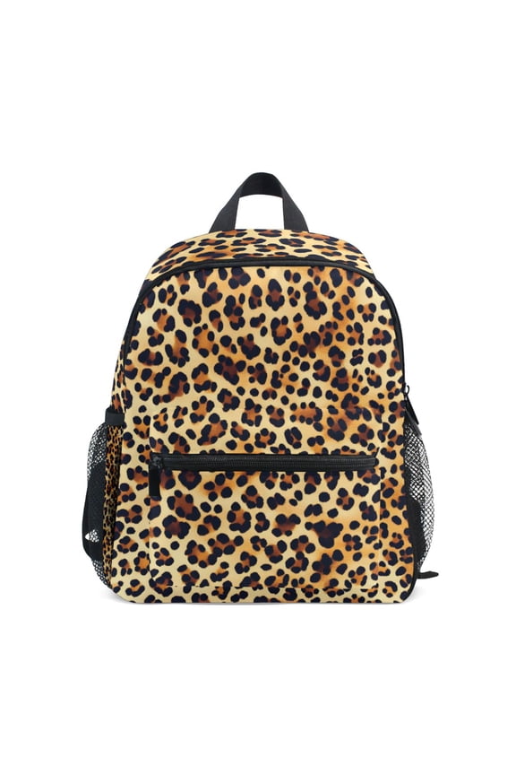 Leopard Print Pattern Mini Backpack Cute Small Backpack with Chest Strap and Whistle Ages 3-8