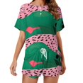 thumbnail image 1 of Leopard Print Pattern Pajama Set for Women 2 Piece Sleepwear Loungewear Short Sleeve, 1 of 7