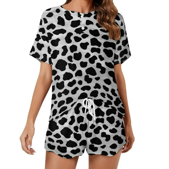 Leopard Print Pattern Print Women'S Pajamas Set Summer Sleepwear Sets 2 Piece Lounge Set