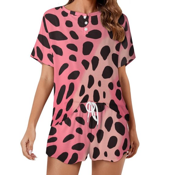 Leopard Print Pattern Print Women'S Pajamas Set Summer Sleepwear Sets 2 Piece Lounge Set