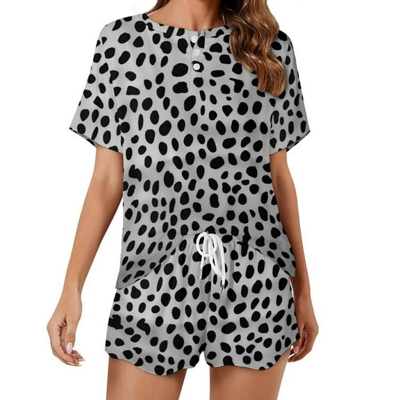 Leopard Print Pattern Print Women'S Pajamas Set Summer Sleepwear Sets 2 Piece Lounge Set