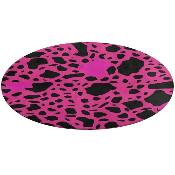 Leopard Print Pattern Round Rugs -Washable Non-Slip Small Round Area Rug Throw Soft Circle Rugs for Bedroom, Modern Print Indoor Carpet for Entryway Sofa Living Room