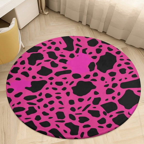 Leopard Print Pattern Round Rugs -Washable Non-Slip Small Round Area Rug Throw Soft Circle Rugs for Bedroom, Modern Print Indoor Carpet for Entryway Sofa Living Room