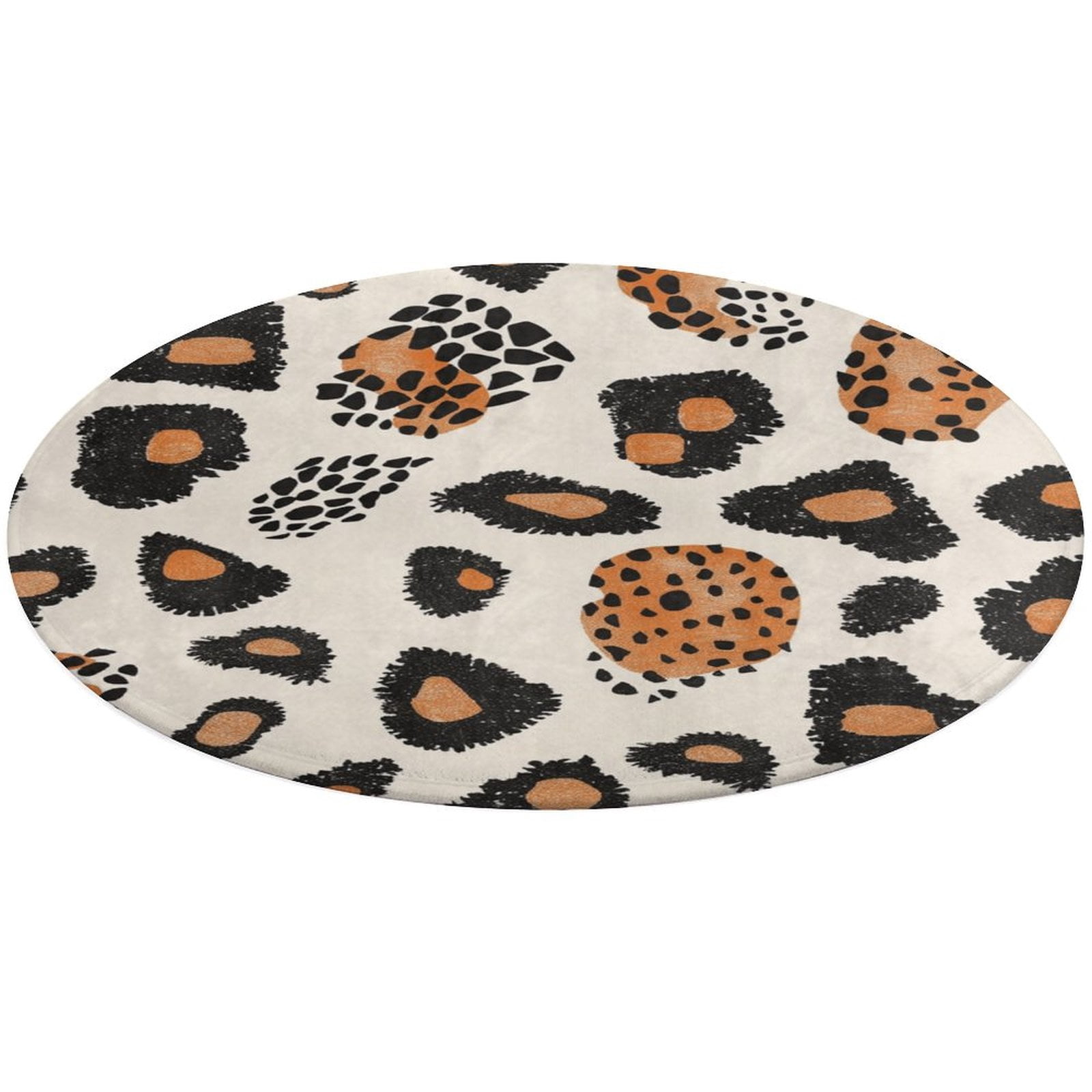Leopard Print Pattern Round Rugs -Washable Non-Slip Small Round Area ...