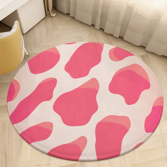 Leopard Print Pattern Round Rugs -Washable Non-Slip Small Round Area Rug Throw Soft Circle Rugs for Bedroom, Modern Print Indoor Carpet for Entryway Sofa Living Room