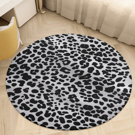 Leopard Print Pattern Round Rugs -Washable Non-Slip Small Round Area Rug Throw Soft Circle Rugs for Bedroom, Modern Print Indoor Carpet for Entryway Sofa Living Room