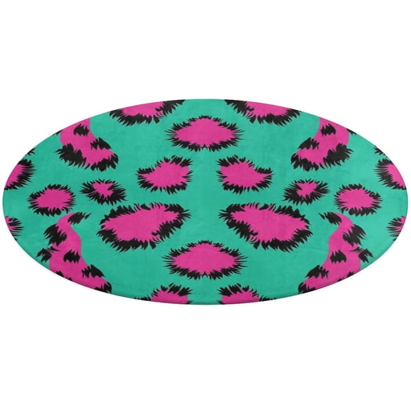 Leopard Print Pattern Round Rugs -Washable Non-Slip Small Round Area Rug Throw Soft Circle Rugs for Bedroom, Modern Print Indoor Carpet for Entryway Sofa Living Room