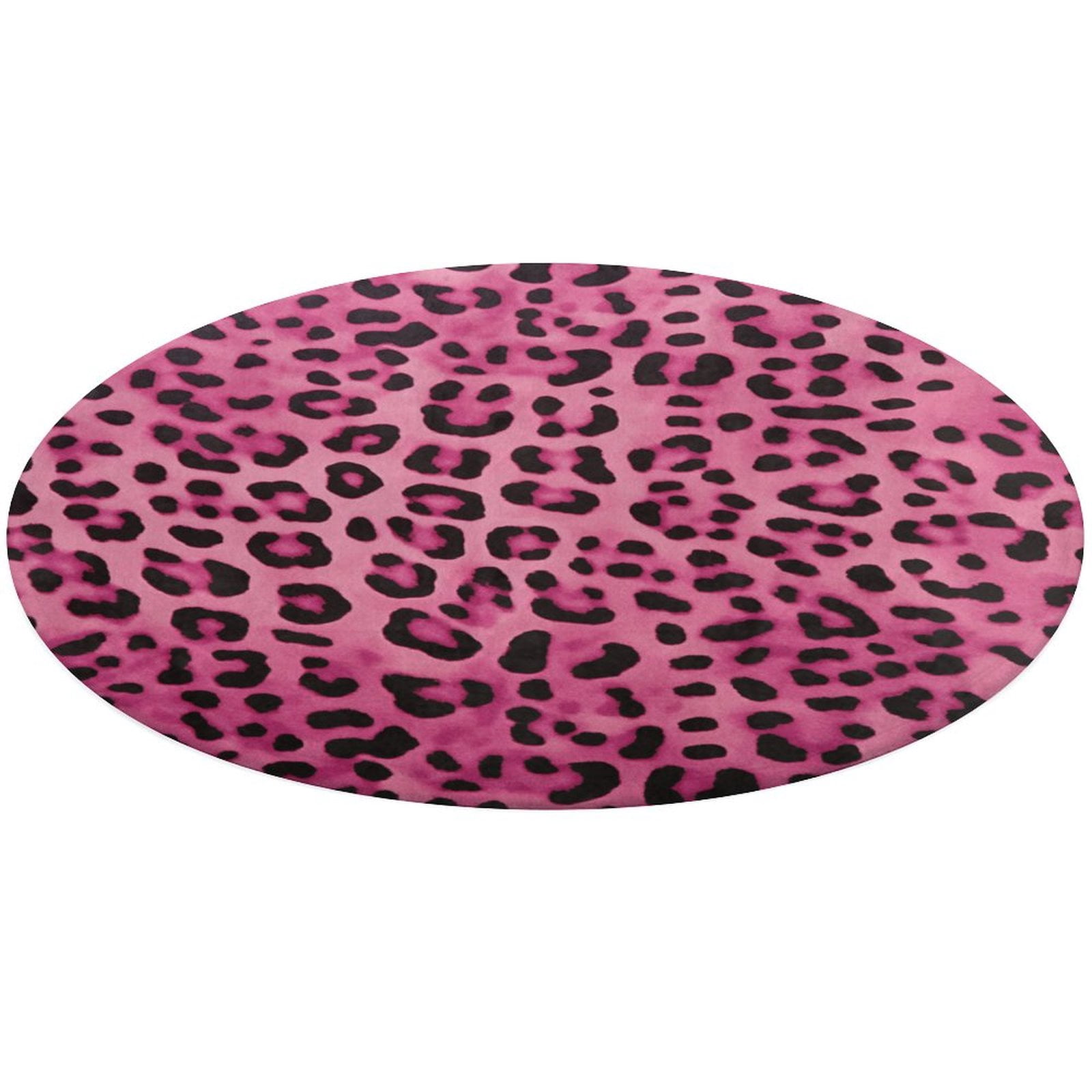 Leopard Print Pattern Round Rugs -Washable Non-Slip Small Round Area Rug Throw Soft Circle Rugs for Bedroom, Modern Print Indoor Carpet for Entryway Sofa Living Room