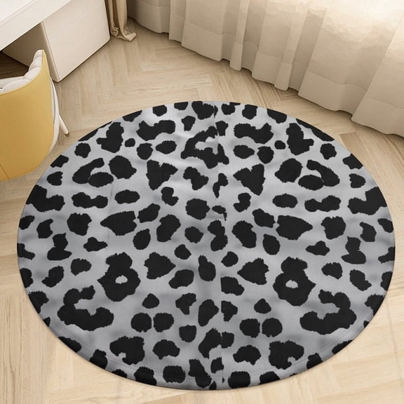 Leopard Print Pattern Round Rugs -Washable Non-Slip Small Round Area Rug Throw Soft Circle Rugs for Bedroom, Modern Print Indoor Carpet for Entryway Sofa Living Room
