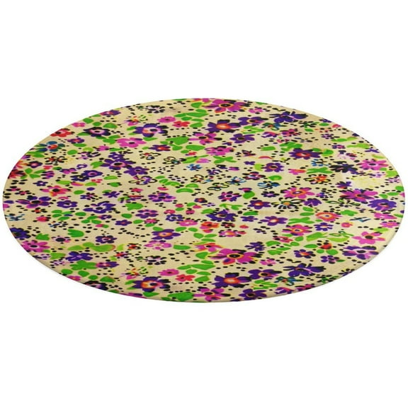 Leopard Print Pattern Round Rugs -Washable Non-Slip Small Round Area Rug Throw Soft Circle Rugs for Bedroom, Modern Print Indoor Carpet for Entryway Sofa Living Room