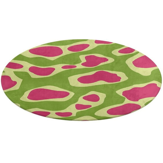 Leopard Print Pattern Round Small Area Rug, Print Non Slip Washable Floor Mat, Soft Throw Rug for Living Room, Powder Room Entryway, Bathroom, Bedside