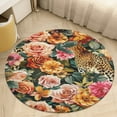 thumbnail image 1 of Leopard Print Pattern Round Small Area Rug, Print Non Slip Washable Floor Mat, Soft Throw Rug for Living Room, Powder Room Entryway, Bathroom, Bedside, 1 of 6