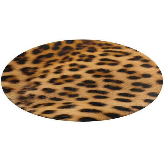 Leopard Print Pattern Round Small Area Rug, Print Non Slip Washable Floor Mat, Soft Throw Rug for Living Room, Powder Room Entryway, Bathroom, Bedside