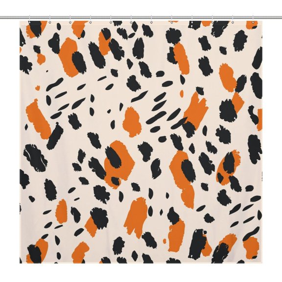 Leopard Print Pattern Shower Curtain Cloth Fabric Bathroom Decor with Hooks