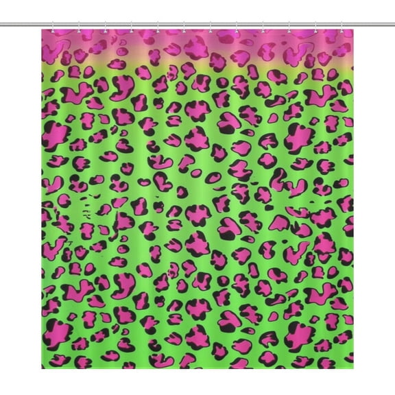 Leopard Print Pattern Shower Curtain Cloth Fabric Bathroom Decor with Hooks
