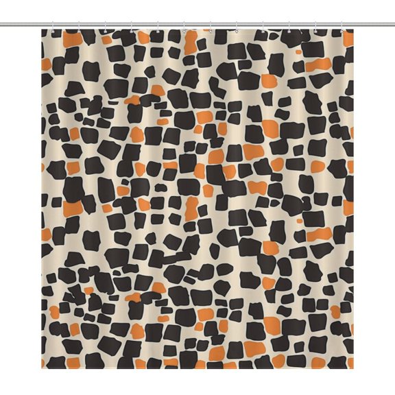Leopard Print Pattern Shower Curtain Cloth Fabric Bathroom Decor with Hooks