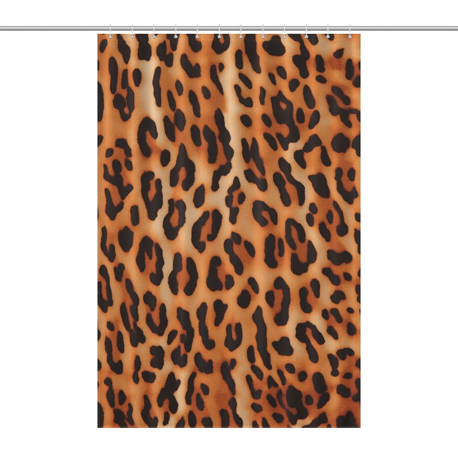 Leopard Print Pattern Shower Curtain Fabric Bathroom Decor with Hooks ...