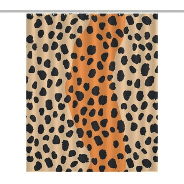 Leopard Print Pattern Shower Curtain for Bathroom with 12Hooks, Polyester Fabric Thick Shower Curtain Washable Waterproof Curtain