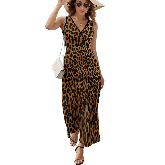 Leopard Print Pattern Sleeveless Dress Female Clothing Dress Women Summer 2025 Dress