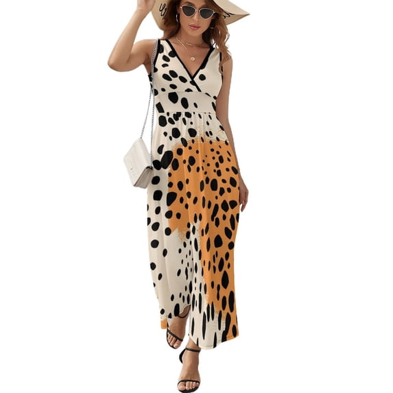 Leopard Print Pattern Sleeveless Dress Female Clothing Dress Women Summer 2025 Dress