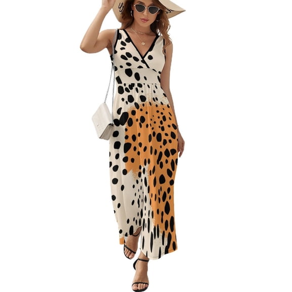 Leopard Print Pattern Sleeveless Dress Female Clothing Dress Women Summer 2025 Dress