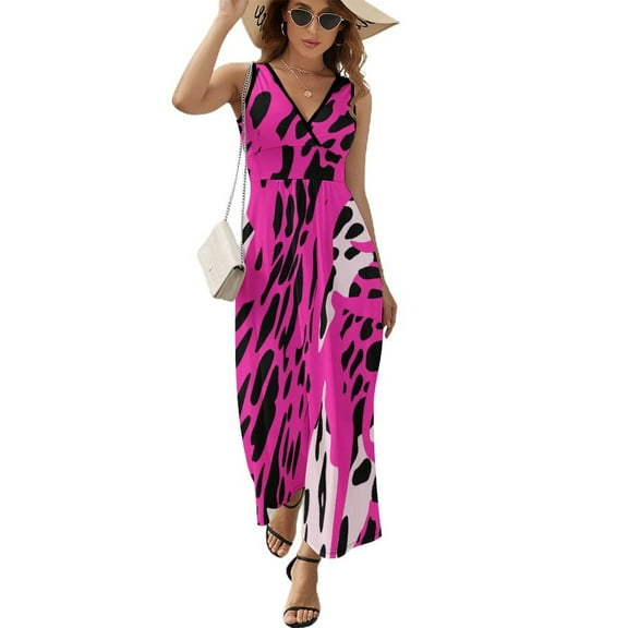 Leopard Print Pattern Sleeveless Dress Woman Fashion Long Dresses Women's Summer Suit Dress 2025