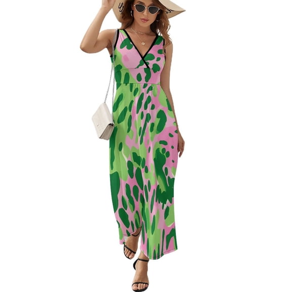 Leopard Print Pattern Sleeveless Dress Woman Fashion Long Dresses Women's Summer Suit Dress 2025