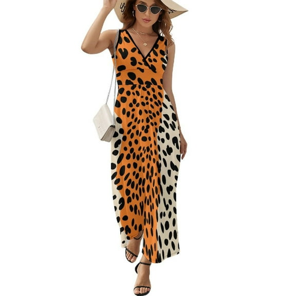 Leopard Print Pattern Sleeveless Dress Woman Fashion Long Dresses Women's Summer Suit Dress 2025