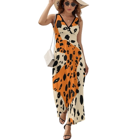 Leopard Print Pattern Sleeveless Dress Woman Fashion Long Dresses Women's Summer Suit Dress 2025