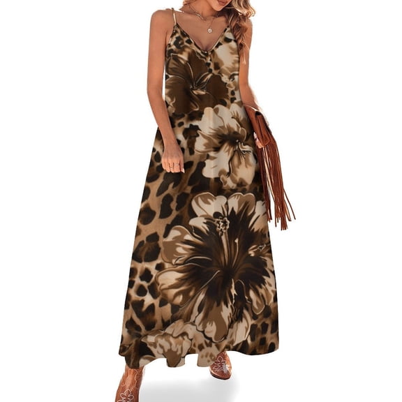 Leopard Print Pattern Sleeveless Dress Woman Fashion Long Dresses Women's Summer Suit Dress Summer 2025 Women