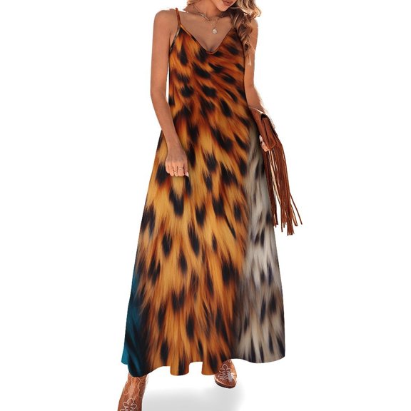 Leopard Print Pattern Sleeveless Dress Woman Fashion Long Dresses Women's Summer Suit Dress Summer 2025 Women