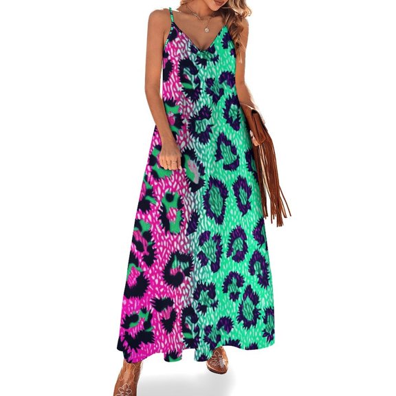 Leopard Print Pattern Sleeveless Dress for Women Clothing Female Women's Summer Skirt