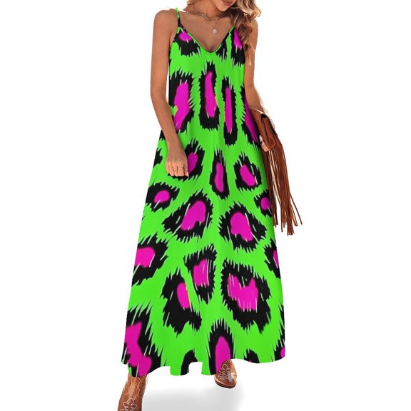 Leopard Print Pattern Sleeveless Dress for Women Clothing Female Women's Summer Skirt