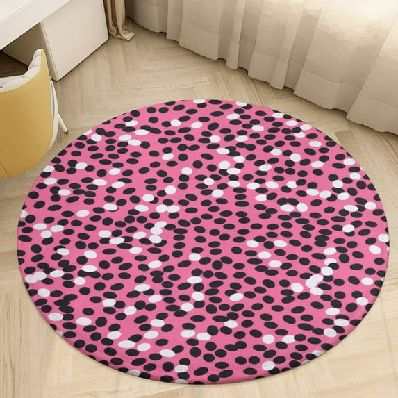Leopard Print Pattern Soft Bedroom Round Area Rug, Washable Cute Nursery Circle Throw Mat, Non-Slip Contemporary Small Low Pile Floor Carpet for Dorm Bedside